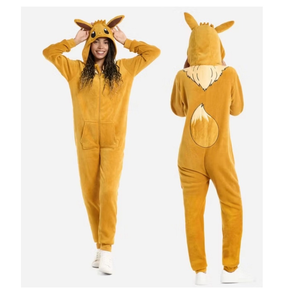 Pokemon Eevee Adult Halloween Costume S/M Opposuits Plush Jumpsuit Cosplay Anime
